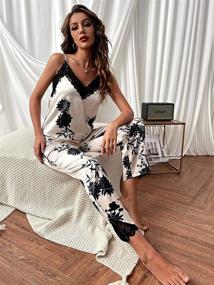 img 1 attached to SheIn Womens Floral Pajamas Nightwear