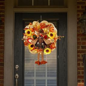 img 2 attached to 🦃 Festive Joliyoou Thanksgiving Wreath: Fall Turkey Mesh Wreath with 30 LED Lights – Autumn Front Door Decorations (Not Prelit)