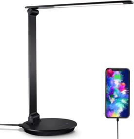 img 4 attached to 🔌 Metal LED Desk Lamp with USB Charging Port, 5 Color Temperatures, 6 Brightness Levels, Auto-Off Timer, State Memory, Eye-Friendly Light with Adjustable Angles for Home Office