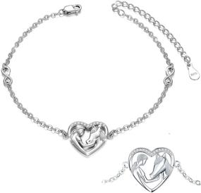 img 4 attached to 🐎 Sterling Silver Lucky Horse Bracelet for Her - Love Heart Horse Chain Charm Bracelets, Exquisite Jewelry Gifts for Women and Girls