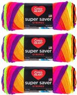 🧶 доступное предложение на оптовые закупки: пряжа red heart super saver, яркая полоска (4970), упаковка из 3 мотков логотип