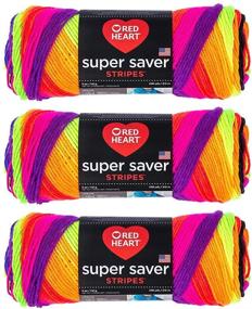 img 1 attached to 🧶 Доступное предложение на оптовые закупки: Пряжа Red Heart Super Saver, Яркая полоска (4970), упаковка из 3 мотков