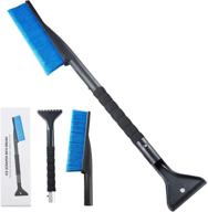 aszkj extendable car snow brush removal tool with ice scraper, ❄️ foam grip handle, and detachable snow mover for windshield, windows, and auto vehicle logo