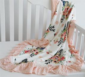 img 3 attached to 🌸 Beautiful Sahaler Floral Minky Blanket for Baby Girls - Dot Ruffle Soft Blankets for Infants and Toddlers - Cozy Throw with Peach Feather Design