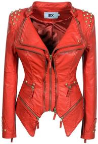 img 4 attached to SX Womens Leather Jacket Stitching
