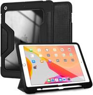 📱 premium silicone shockproof topesct ipad 10.2 case with pencil holder - auto wake/sleep feature - black logo