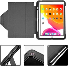 img 1 attached to 📱 Premium Silicone Shockproof TopEsct iPad 10.2 Case with Pencil Holder - Auto Wake/Sleep Feature - Black