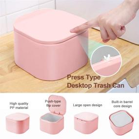 img 3 attached to 🗑️ Compact Pink Trash Can with Lid: Ideal for Desks, Countertops, and Small Spaces