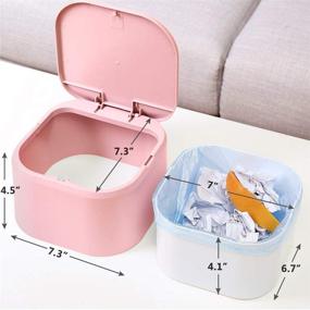 img 1 attached to 🗑️ Compact Pink Trash Can with Lid: Ideal for Desks, Countertops, and Small Spaces