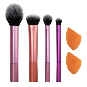 img 1 attached to 💄 Real Techniques 6 Piece Makeup Brush Set with 2 Sponge Blenders - Perfect for Eyeshadow, Foundation, Blush, and Concealer Application