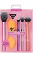 💄 real techniques 6 piece makeup brush set with 2 sponge blenders - perfect for eyeshadow, foundation, blush, and concealer application logo