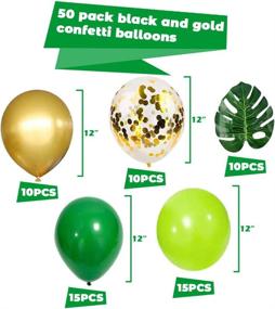 img 3 attached to Kalyerparty Green and Gold Jungle Balloons - 50pcs Green and Gold Confetti Balloons 🎈 with Palm Leaves for Kids Boys Birthday, Baby Shower, Jungle Safari, and Wild Party Theme Decorations