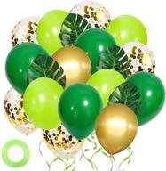 kalyerparty green and gold jungle balloons - 50pcs green and gold confetti balloons 🎈 with palm leaves for kids boys birthday, baby shower, jungle safari, and wild party theme decorations логотип