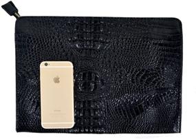 img 3 attached to 👜 Stunning Van Caro Oversized Leather Crocodile Clutch: Elegant Evening Handbag for Women