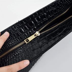 img 2 attached to 👜 Stunning Van Caro Oversized Leather Crocodile Clutch: Elegant Evening Handbag for Women
