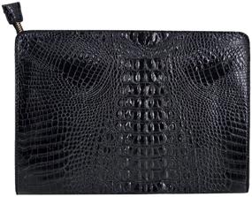 img 4 attached to 👜 Великолепный оверсайз кожаный клатч Van Caro с крокодиловой отделкой: элегантная вечерняя сумочка для женщин