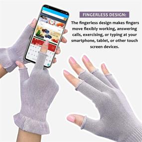 img 3 attached to MIG4U Fingerless Moisturizing Beauty Gloves: Get Spa-like Treatment with Half Finger Touchscreen Gloves – 3 Pairs S/M, Perfect for Eczema, Dry Hands, Cosmetic Care, and Summer Sun UV Protection, in Pale Purple