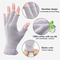 mig4u fingerless moisturizing beauty gloves: get spa-like treatment with half finger touchscreen gloves – 3 pairs s/m, perfect for eczema, dry hands, cosmetic care, and summer sun uv protection, in pale purple logo