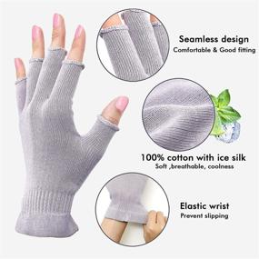 img 4 attached to MIG4U Fingerless Moisturizing Beauty Gloves: Get Spa-like Treatment with Half Finger Touchscreen Gloves – 3 Pairs S/M, Perfect for Eczema, Dry Hands, Cosmetic Care, and Summer Sun UV Protection, in Pale Purple