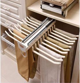 img 4 attached to Space-Saving 22-Arm Steel Pull-Out Trousers Rack - 👖 Pants Hanger Bar Organizers for Storage and Closet Organization