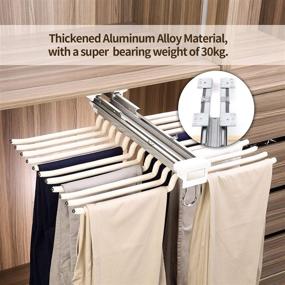 img 2 attached to Space-Saving 22-Arm Steel Pull-Out Trousers Rack - 👖 Pants Hanger Bar Organizers for Storage and Closet Organization