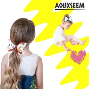 img 2 attached to 🎀 AOUXSEEM 10 Piece Mermaid Faux Leather Bows Making Kit for Beginners - Cute Dinosaur Unicorn Printed Glitter Fabric with Spring Clips for Girls and Women - Ideal Gift Set