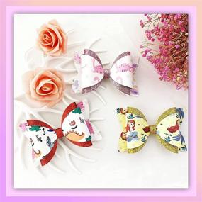 img 3 attached to 🎀 AOUXSEEM 10 Piece Mermaid Faux Leather Bows Making Kit for Beginners - Cute Dinosaur Unicorn Printed Glitter Fabric with Spring Clips for Girls and Women - Ideal Gift Set