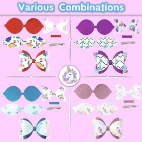 img 1 attached to 🎀 AOUXSEEM 10 Piece Mermaid Faux Leather Bows Making Kit for Beginners - Cute Dinosaur Unicorn Printed Glitter Fabric with Spring Clips for Girls and Women - Ideal Gift Set