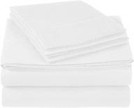 ultra soft cotton bed sheet set by amazon brand pinzon - 300 thread count, twin, white logo