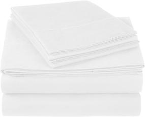 img 4 attached to Ultra Soft Cotton Bed Sheet Set by Amazon Brand Pinzon - 300 Thread Count, Twin, White