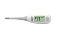 white adc fast read digital thermometer with flexible tip, large quick read lcd display, color-coded backlighting - 418n logo