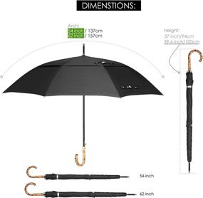 img 3 attached to 💨 ZEKAR J Handle Umbrella Windproof Premium 300T Black - Ultimate Protection from Strong Winds