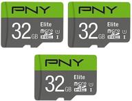 3-pack of pny 32gb elite class 10 u1 microsdhc flash memory cards logo