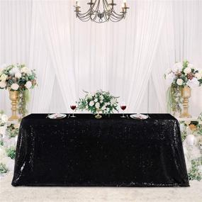img 4 attached to 🎃 Sparkling Black Sequin Tablecloth | 90x132 Inch Rectangle | Perfect for Halloween Table Decor, Weddings, Birthdays, Prom, and Parties