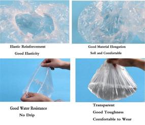 img 3 attached to 🚿 Pack of 100 Individually Wrapped Clear Disposable Plastic Shower Caps - Large Elastic Thick Bath Cap For Women Spa, Home Use, Hotel, and Hair Salon