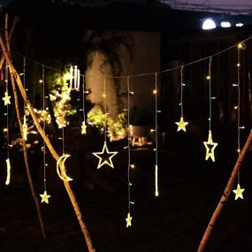 img 3 attached to HORAVA Star Solar Lights: 138LED 🌟 Powered Curtain Lights for Festive Outdoor Decor