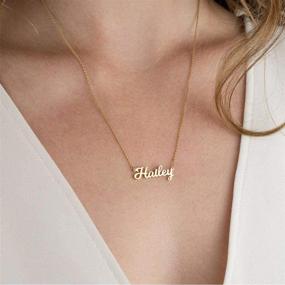 img 1 attached to 18K Gold Plated Custom Name Necklace for Women, Girls, Kids, and Teens 💎 - Personalized Plate Monogram Necklace with Personalized Name - M MOOHAM Gold Name Necklace