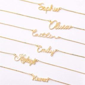 img 2 attached to 18K Gold Plated Custom Name Necklace for Women, Girls, Kids, and Teens 💎 - Personalized Plate Monogram Necklace with Personalized Name - M MOOHAM Gold Name Necklace
