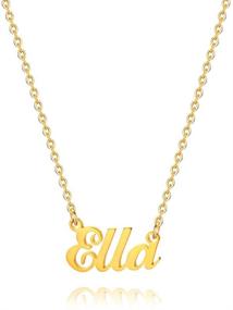 img 4 attached to 18K Gold Plated Custom Name Necklace for Women, Girls, Kids, and Teens 💎 - Personalized Plate Monogram Necklace with Personalized Name - M MOOHAM Gold Name Necklace