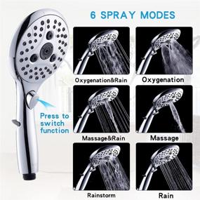 img 2 attached to 🚿 VXV Bathroom Handheld Shower Head with On/Off Switch, 6-Spray Setting Removable Hand Held Showerheads – Includes 6FT Stainless Steel Hose and Adjustable Angle Bracket in Chrome