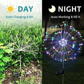 img 2 attached to 🌼 2-Pack Solar Garden Firework Lights | Solar Powered String Light with 2 Lighting Modes | Outdoor Decorative Solar Lights for Patio Walkway Pathway Backyard Christmas Party | Colorful