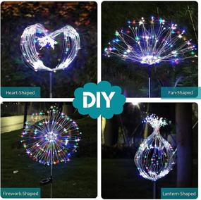 img 1 attached to 🌼 2-Pack Solar Garden Firework Lights | Solar Powered String Light with 2 Lighting Modes | Outdoor Decorative Solar Lights for Patio Walkway Pathway Backyard Christmas Party | Colorful