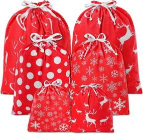 img 4 attached to 🎁 Christmas Drawstring Fabric Gift Bags: Festive and Practical