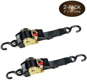 img 4 attached to 🔒 Secure and Convenient 2 Auto Retract NO-RATCHETING Ratchet Straps for Motorcycles, Bikes, ATVs: 2" x 10' Self-Contained Compact Cargo Strap Tiedowns ideal for Pickups, Trailers, and Garages