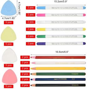 img 3 attached to 🧵 44-Piece Sewing and Tailoring Tools Kit with 20 Tailor's Chalk, 12 6-Color Sewing Mark Pencils, and 12 5-Color Disappearing Erasable Fabric Marker Pens for Sewing, Marking, Quilting, and Dressmaking