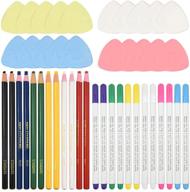 🧵 44-piece sewing and tailoring tools kit with 20 tailor's chalk, 12 6-color sewing mark pencils, and 12 5-color disappearing erasable fabric marker pens for sewing, marking, quilting, and dressmaking logo