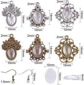 img 3 attached to 💎 PH PandaHall 36pcs 3 Style Earring Pendant Tray Bezel Cabochon Settings, 40pcs Oval Transparent Glass Cabochons and 40pcs Brass Earring Hooks (Antique Silver & Bronze): Enhance Your Jewelry Making with this All-in-One Kit