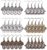 💎 ph pandahall 36pcs 3 style earring pendant tray bezel cabochon settings, 40pcs oval transparent glass cabochons and 40pcs brass earring hooks (antique silver & bronze): enhance your jewelry making with this all-in-one kit logo