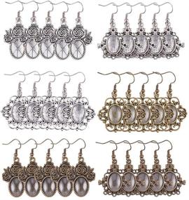 img 4 attached to 💎 PH PandaHall 36pcs 3 Style Earring Pendant Tray Bezel Cabochon Settings, 40pcs Oval Transparent Glass Cabochons and 40pcs Brass Earring Hooks (Antique Silver & Bronze): Enhance Your Jewelry Making with this All-in-One Kit