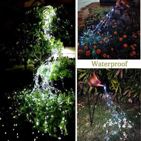 img 3 attached to 🌟 YITING Outdoor Solar Waterfall Fairy Lights - Cool White Waterproof, 10 Strands 200 LEDs with 8 Modes, Watering Can Twinkle Lights for Outdoor Garden, Christmas Tree & More